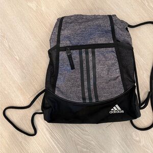 Adidas Gray and Black Drawstring Bag